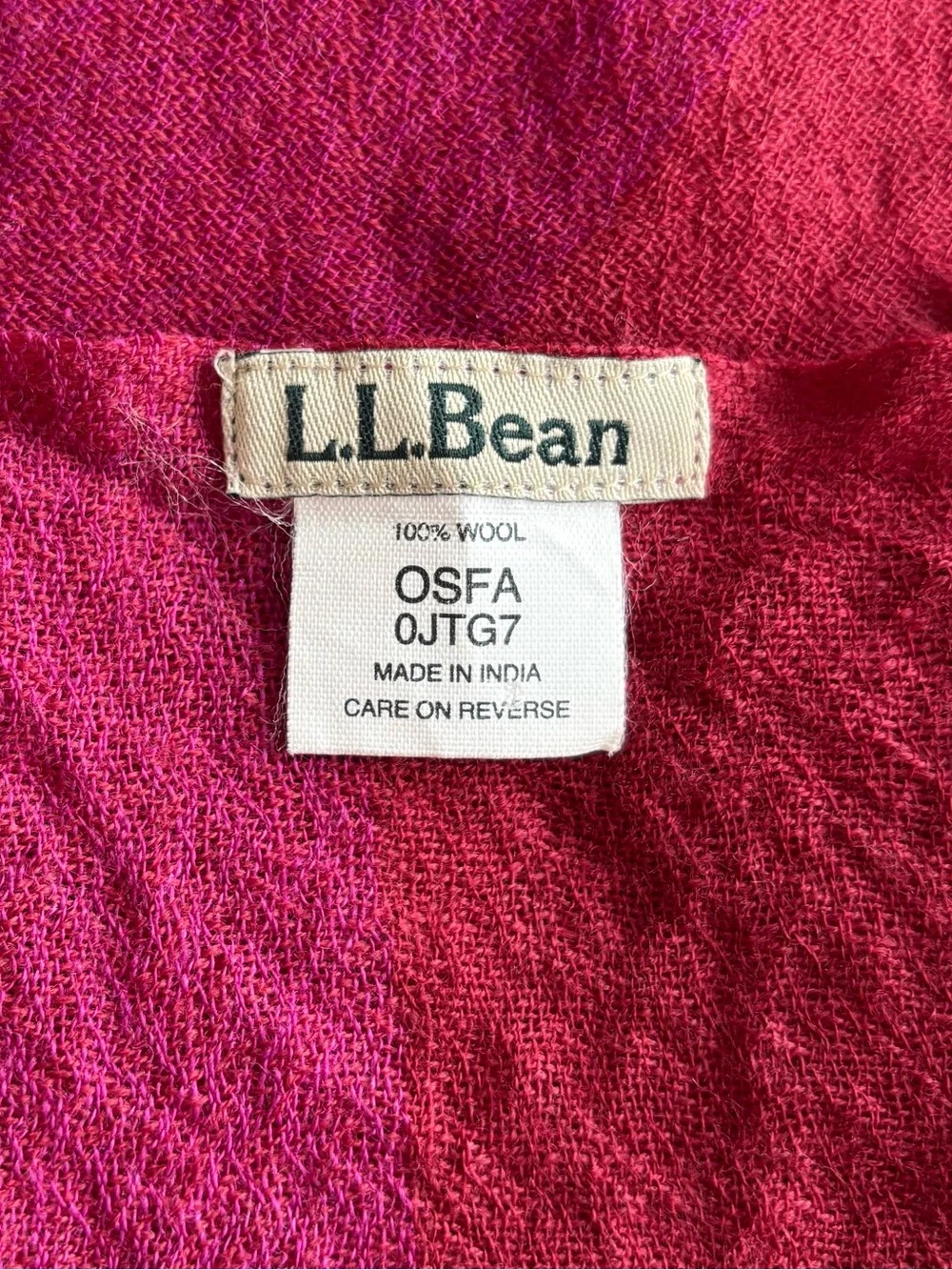 LL Bean Wool Lightweight Scarf Shawl red purple violet pink